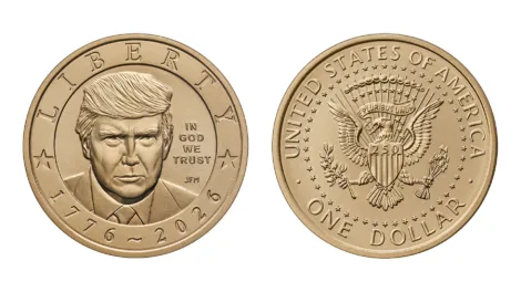 US Mint produces a $1 coin bearing Trump's face